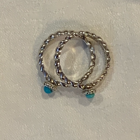 Judith Ripka Sterling Turquoise Stacking Rings - Picture 2 of 4
